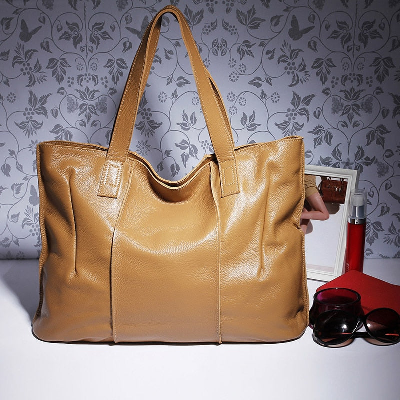 100% Genuine Leather Bag Large Women Leather Handbags Famous Brand Women Tote Bags Big Ladies Shoulder Bag AWM108