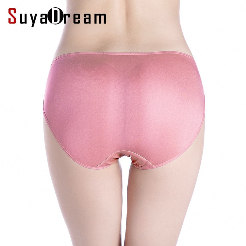 SuyaDream Women Silk Panties 100% Real Silk Mid-rise Briefs Everyday Wear Baisc Plain Underwear