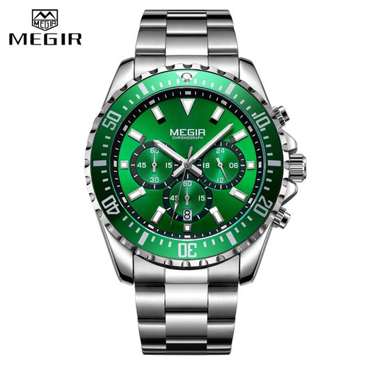 MEGIR Watch Luxury Business Quartz Mens Watches Sport Military Watch Men Full Steel Chronograph Waterproof relogio masculino