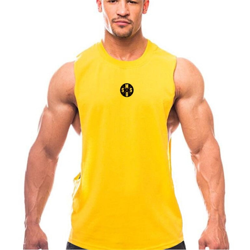 Muscleguys Mens Workout Tank Tops Fitness Bodybuilding Clothing Low Cut Armholes Vivid Vest Muscle Singlets Men Activewear Tank