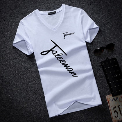 T-Shirt Men- New Fashion Brand Man T-shirt, Printed Slim Short Sleeve T Shirt, Men Tee Shirt V-Neck Cotton Casual T Shirts, Sizes S-5XL