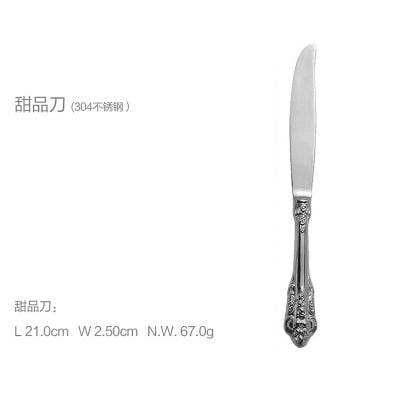 Golden Luxury Dinner Set Vintage Western Gold Plated Cutlery Stainless Steel Knife Fork Set Vintage Kitchen Untensile