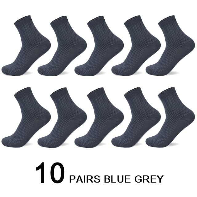 10 Pairs/Lot Men&#39;s Bamboo Fiber Socks 2022 New Compression Autumn Long Black Business Casual Man Dress Sock Gift Plus Size 42-45