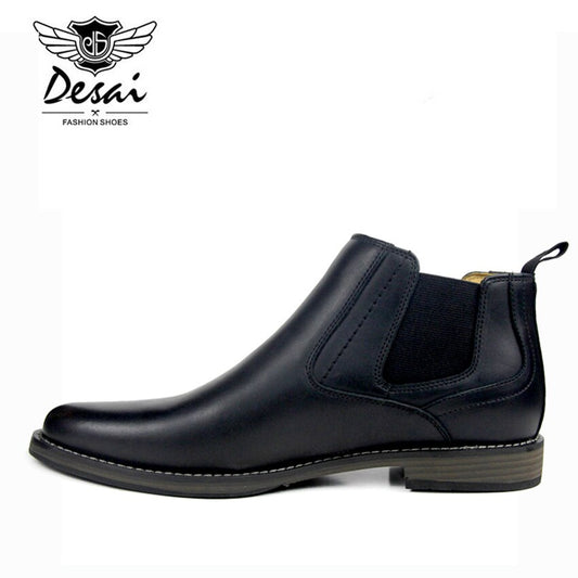 DESAI Genuine Leather Men&#39;s Boots Vintage Style High-Cut Lace-Up Shoes Men Fashion Casual Brogue High Boots EUR Size 8-12