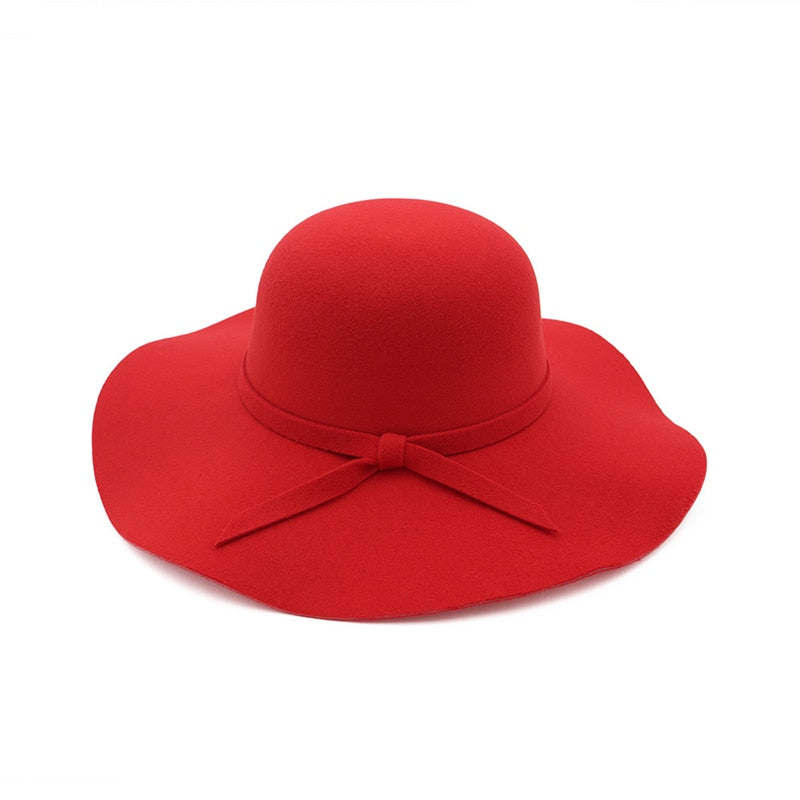 winter Hats For Women Bucket cap Soft Vintage Wide Brim Wool Felt Bowler Fedora Hat Floppy Cloche Women&#39;s Large Hat Church cap