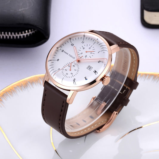 MINI FOCUS Men Watch Top Brand Luxury Quartz Watches Mens Casual Fashion Genuine Leather Male Wristwatch New Waterproof Clock