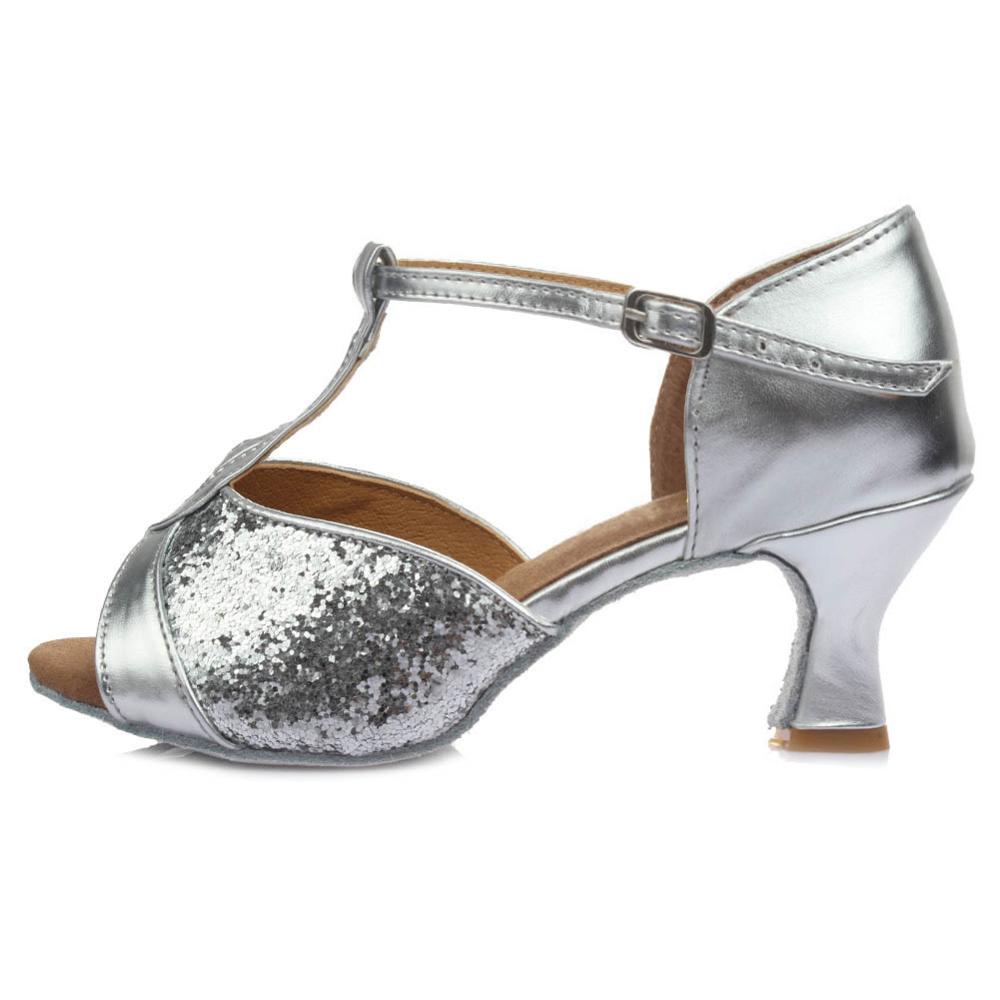 Hot sale Women&#39;s  Girls Ballroom Latin Tango Dance Shoes heeled 7cm / 5cm Sales Silver Gold Black Brown color wholesale WZSP22-1