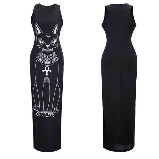 2021 Summer Sexy Cat Women one-piece long Dress Sleeveless Hot sell Tank dresses