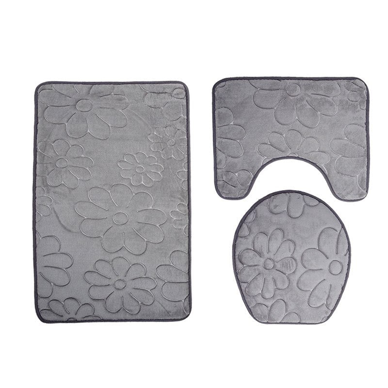 Zeegle Bathroom Bath Mat Set Toilet Rugs Flannel Anti Slip Shower Carpets Set Home Toilet Lid Cover Shower Room Rug Floor Mats