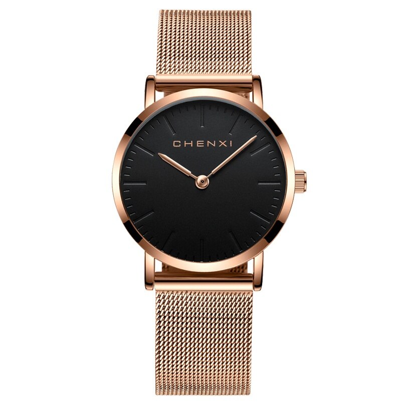 CHENXI Brand Fashion Lovers Wristwatches Women Dress Watches Women Quartz-Watch Men Casual Mesh Strap Ultra Thin Clock Watches