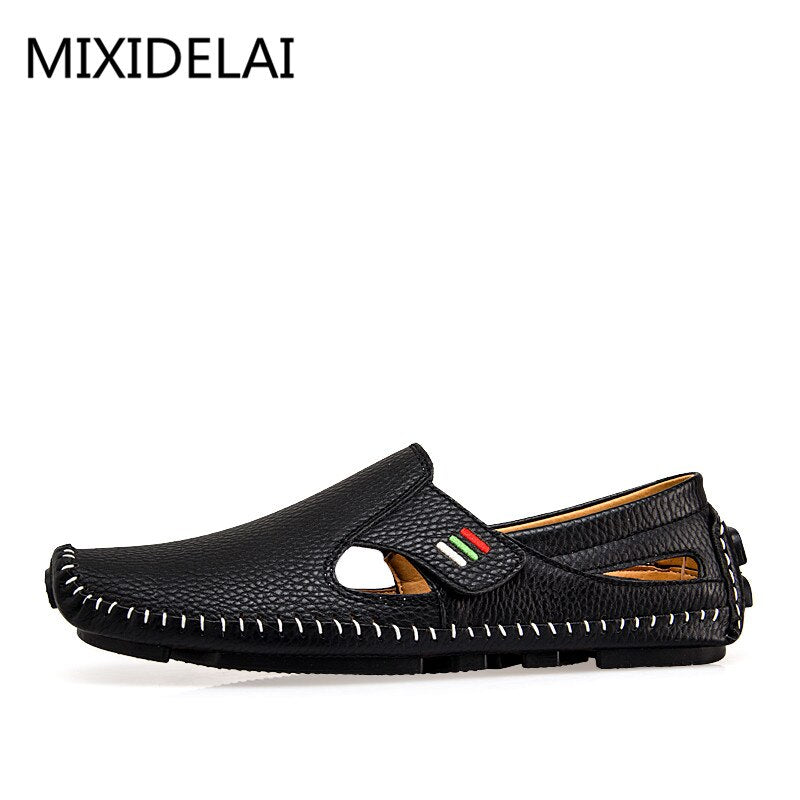 MIXIDELAI Fashion Moccasins For Men Loafers Summer Walking Breathable Casual Shoes Men Hook&amp;loop Driving Boats Men Shoes Flats