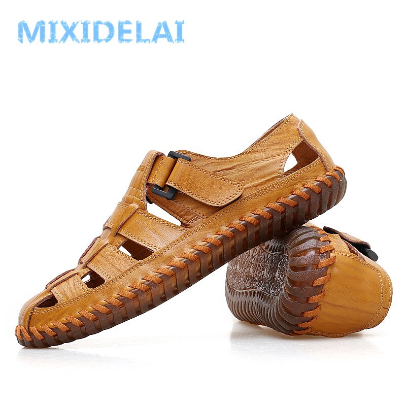 MIXIDELAI Summer Men Sandals 2023 Leisure Beach Men Shoes High Quality Genuine Leather Sandals The Men&#39;s Sandals Big Size 39-47