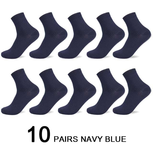 10 Pairs/Lot Men&#39;s Bamboo Fiber Socks 2022 New Compression Autumn Long Black Business Casual Man Dress Sock Gift Plus Size 42-45