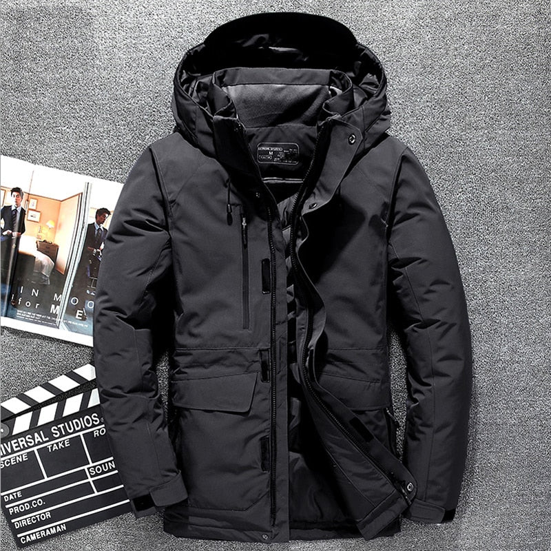 Top Quality White Duck Down Jacket Men Thick Winter 2021 NEW Hat Detached Warm Parka Waterproof Windproof -30 Degrees 3069