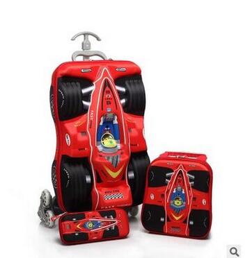 Boy&#39;s Car trolley case wheeled Rolling Bag 3D Children Travel suitcase Trolley School Backpack Kid&#39;s Trolley Bags with wheels