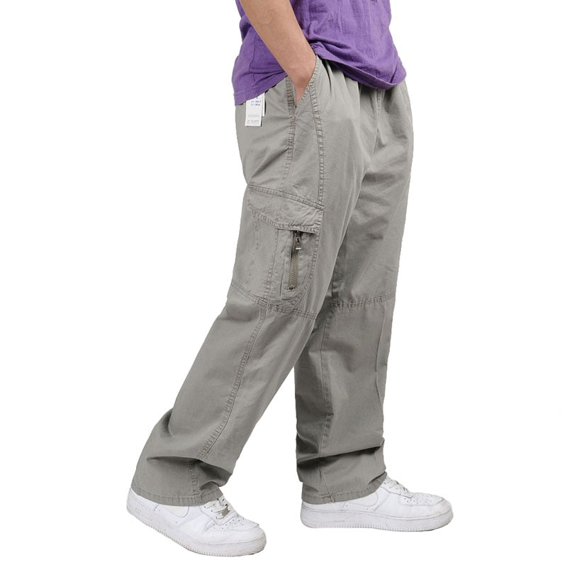 Summer Men Harem Cargo Pants Big Tall Men Casual Many Pockets Loose Work Pants Male Straight Trousers Plus Size 4XL 5XL 6XL