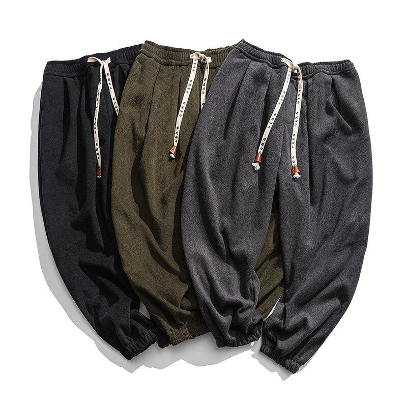 Streetwear Loose Joggers Men Japanese Harajuku Warm Winter Hip Hop Modis Baggy Harem Pants Fashion Bloom Sweatpants Male