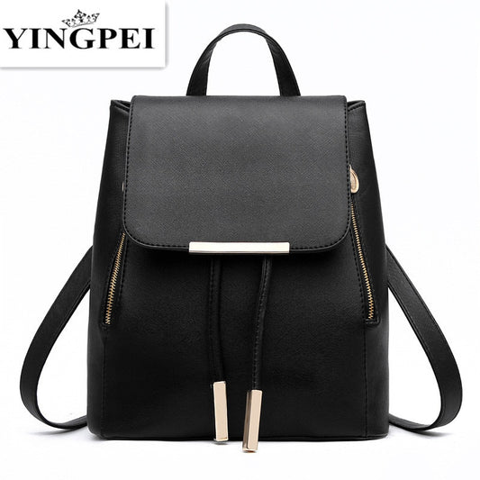 YINGPEI Leather Bagpack Women Laptop Travel Fashion School Bags for Teenagers and Girls Hand Backpack Leisure High Quality