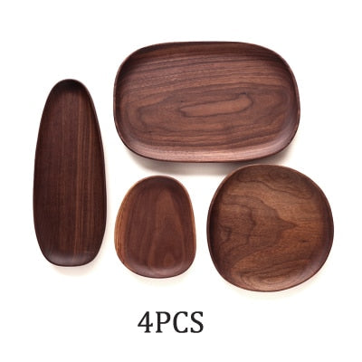 Whole Wood lovesickness Wood Irregular Oval Solid Wood Pan Plate Fruit Dishes Saucer Tea Tray Dessert Dinner Plate Tableware Set