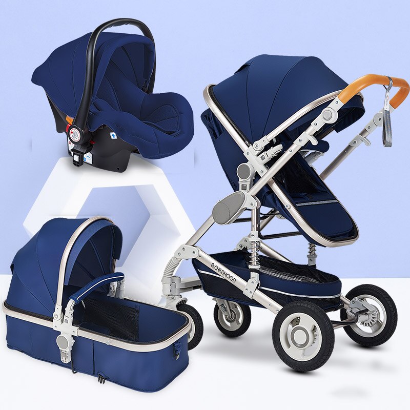 Multifunctional 3 in 1 Baby Stroller High Landscape Stroller  Folding Carriage Gold Strollers Newborn Stroller Free Shipping