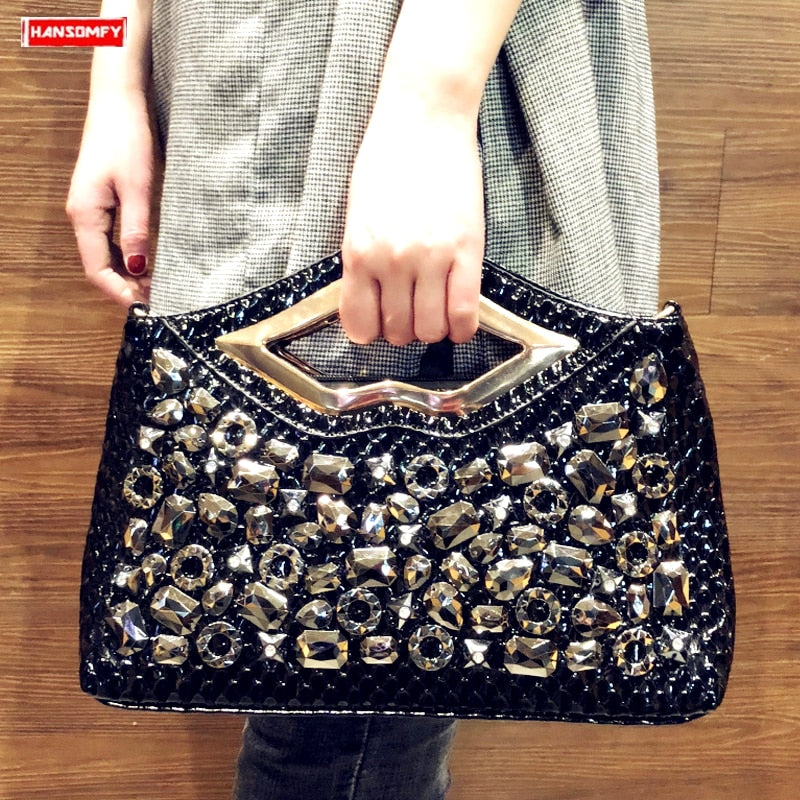 Luxury Fashion Diamond Women Handbag Rhinestone Female Clutch Bag Shoulder Bag Ladies Messenger Bag Leather Small Crossbody Bags