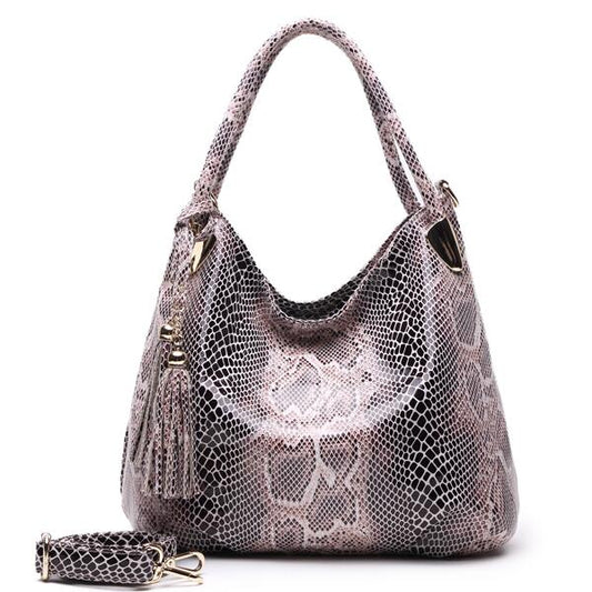 BIG SALE*Individual Fashion Snake Large Capacity Lady Bags New Tassel Embossed PU Leather Cross Body Handbags Women GPY01