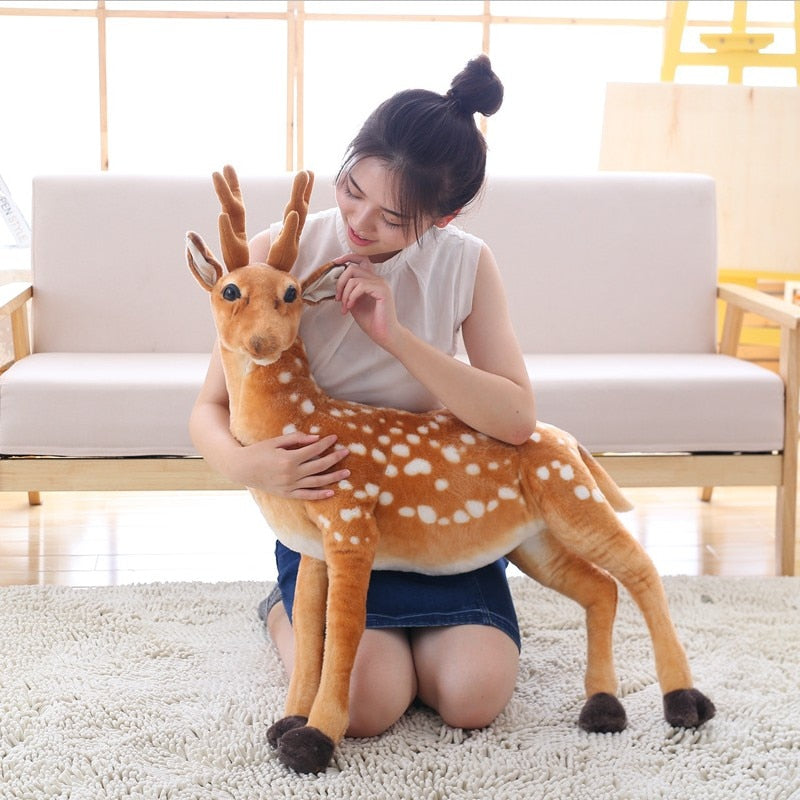 Simulation Kids Stuffed Sika Deer Toys Plush Animal Deer Dolls Children Playmate Kids Birthday Gift Home Decoration