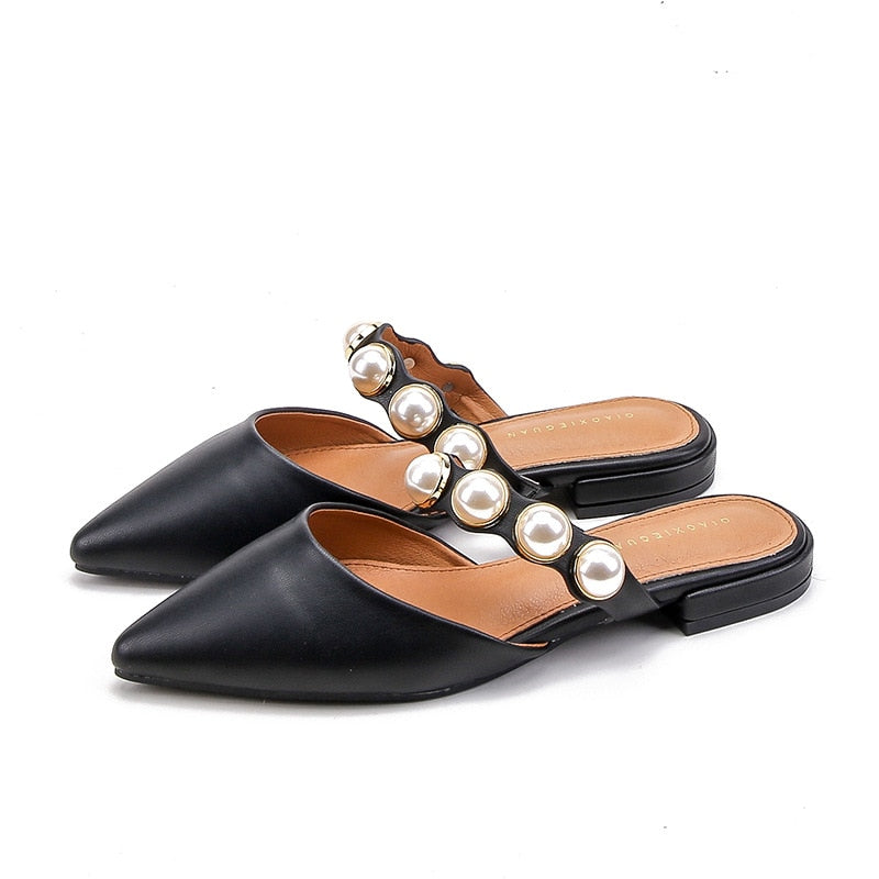 Spiked Flat-soled Slippers Female Summer 2019 New Style Slippers Female Retro-style Slippers with Rough heels and Low heels