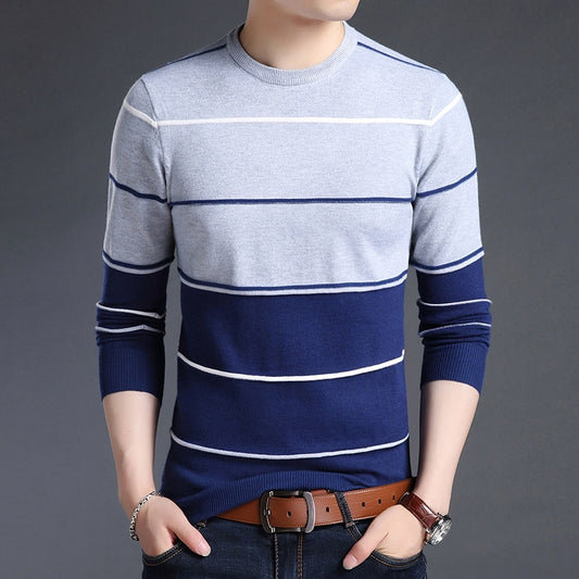 2022 New Fashion Brand Sweater Mens Pullover Striped Slim Fit Jumpers Knitred Woolen Autumn Korean Style Casual Men Clothes