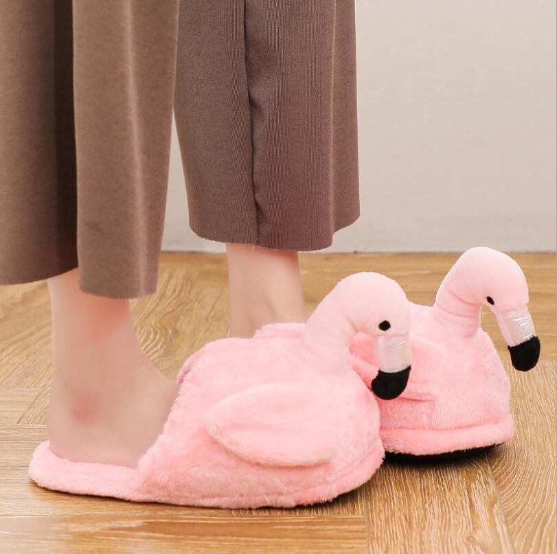 Winter lovely Home Slippers Chausson Shoes Women Flamingo slippers pantuflas unicornio pantoufle femme Warm Cotton Shoes hy24