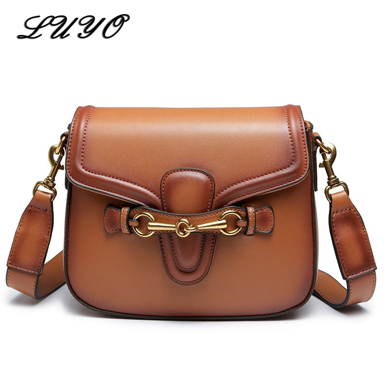 LUYO Fashion Saddle Leather Luxury Handbags Women Bags Designer Crossbody Bags For Woman Shoulder Messenger Summer Bag Female