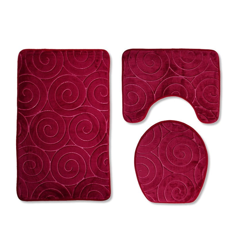 Zeegle Bathroom Bath Mat Set Toilet Rugs Flannel Anti Slip Shower Carpets Set Home Toilet Lid Cover Shower Room Rug Floor Mats