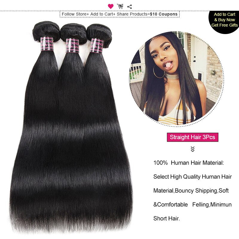 Ishow Wholesale Human Hair Bundles Deals Brazilian Straight Hair Weave Bundles 10pcs/Lot Natural Color Non Remy Hair Extensions