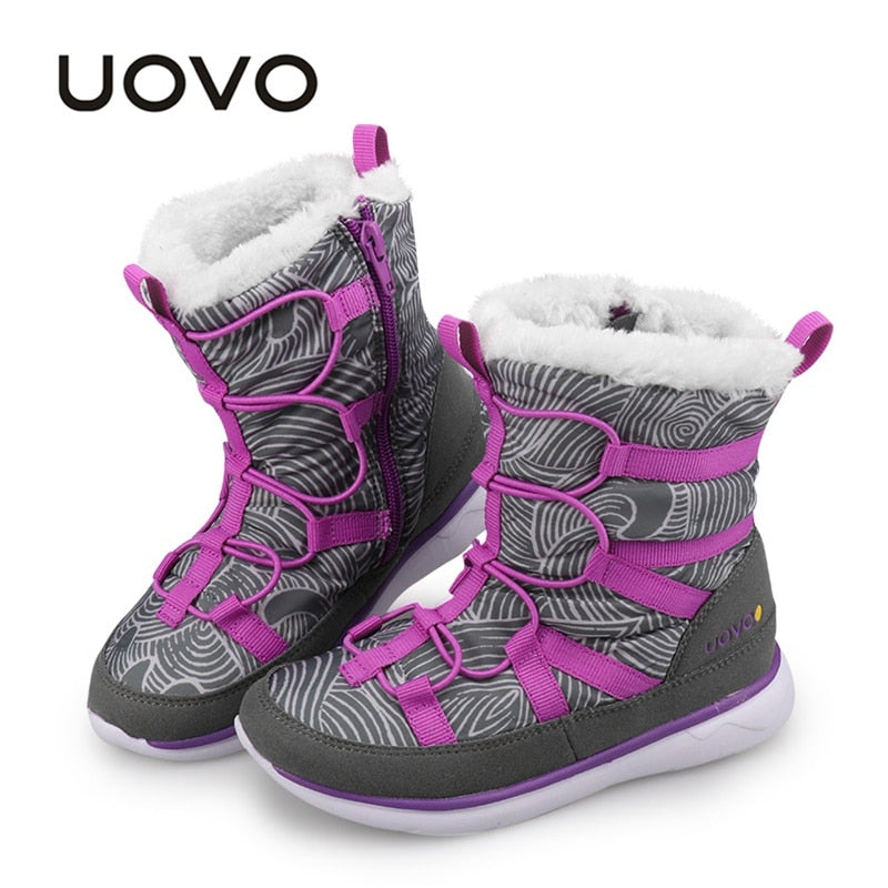 UOVO 2021 New Warm Kids Footwear Fashion Snow Boots Children Sport Shoes For Boys And Girls Eur Size #28-37