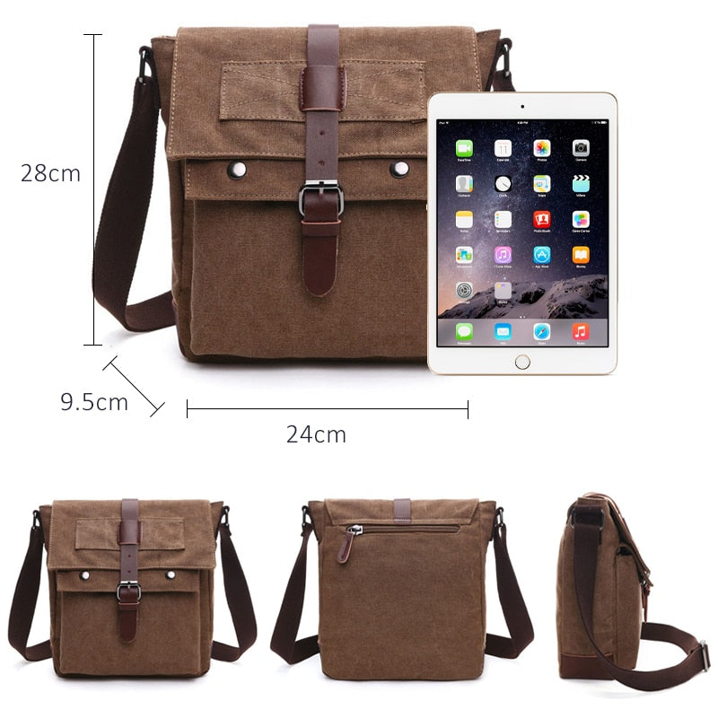 Scione Retro Men Messenger Bags Canvas Handbags Leisure Work Travel Bag Man Business Crossbody Bags Briefcase for Male Bolsas