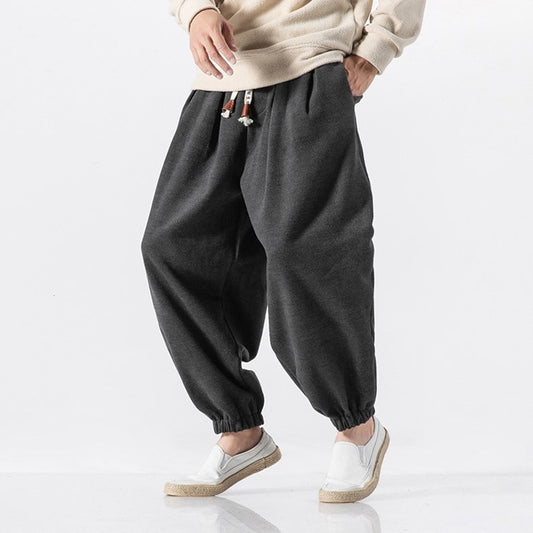 Streetwear Loose Joggers Men Japanese Harajuku Warm Winter Hip Hop Modis Baggy Harem Pants Fashion Bloom Sweatpants Male