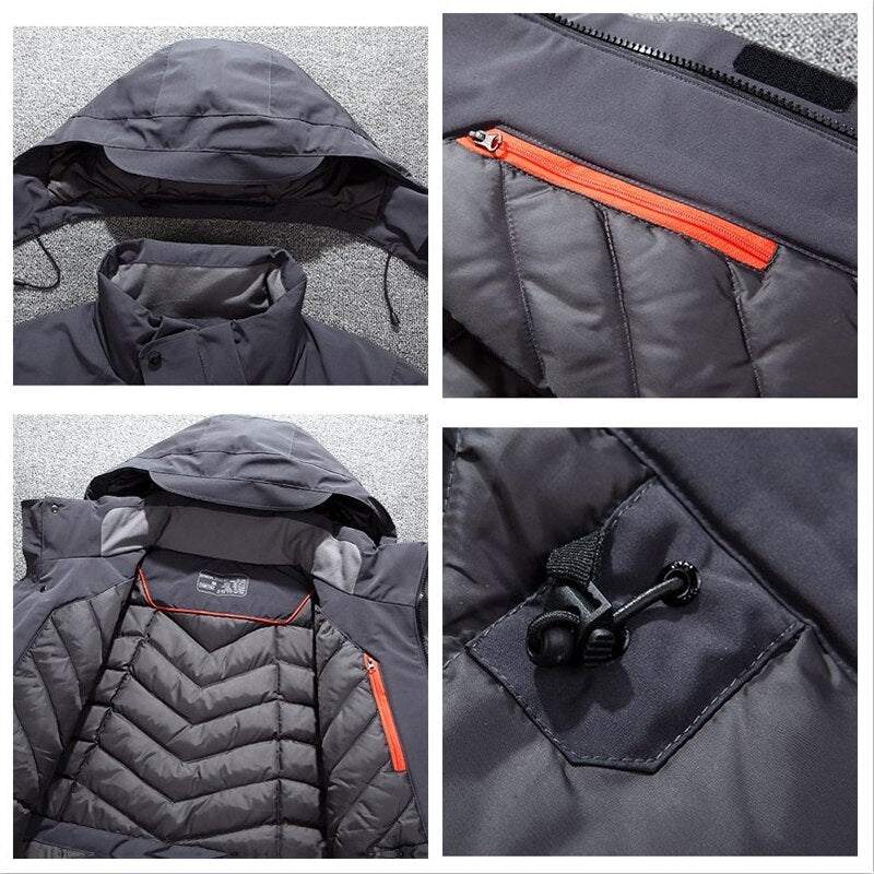 Top Quality White Duck Down Jacket Men Thick Winter 2021 NEW Hat Detached Warm Parka Waterproof Windproof -30 Degrees 3069