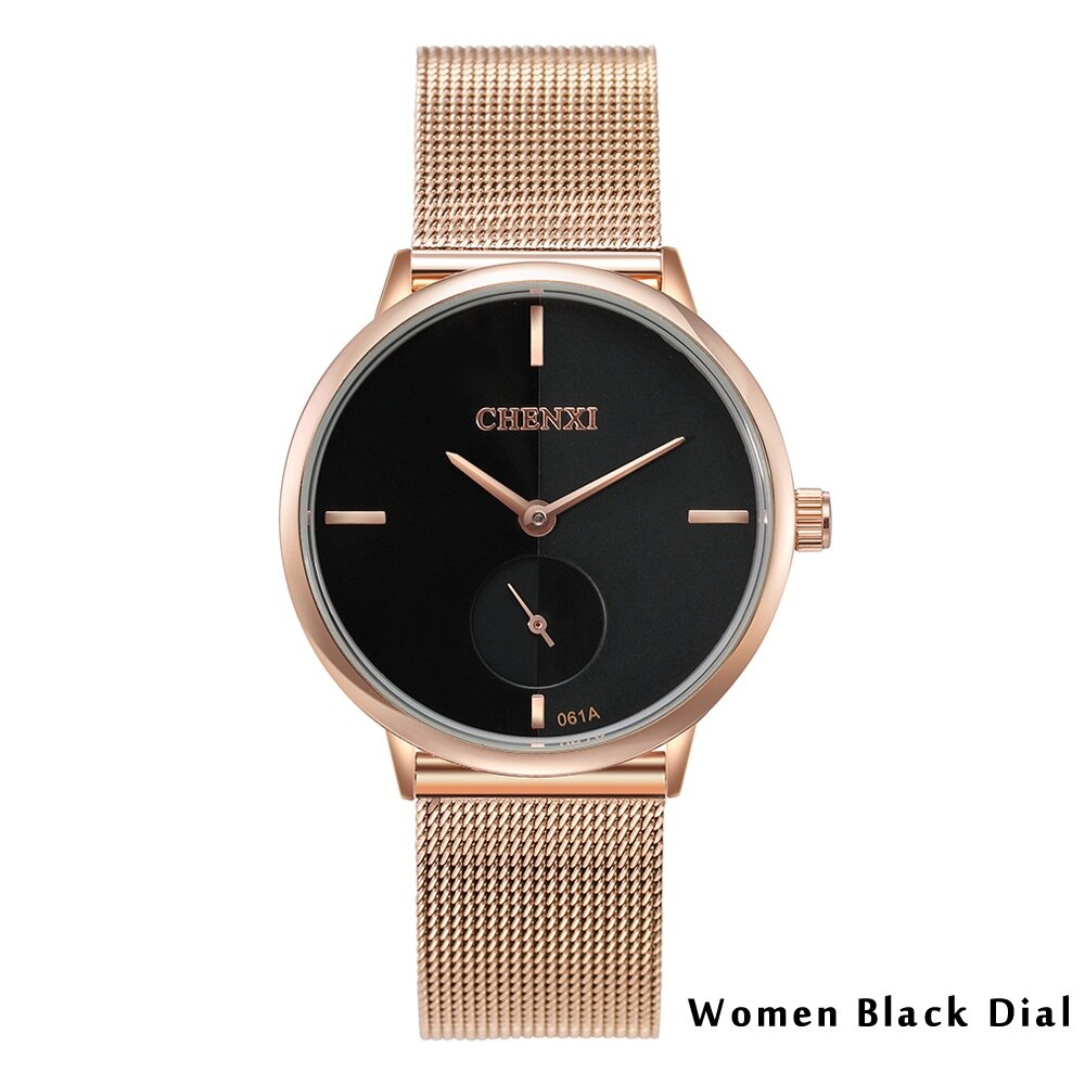 CHENXI Brand New Fashion Couple Wristwatches Waterproof Men Clock Lover Rose Gold Women Dress Watches Ladies Quartz Watch Gift