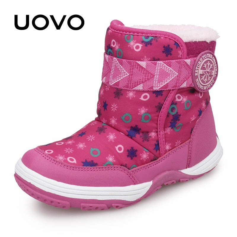 Winter Boots Kids UOVO 2021 New Arrival Warm Shoes Fashion  Plush Boys and Girls Snow Footwear Size #28-36