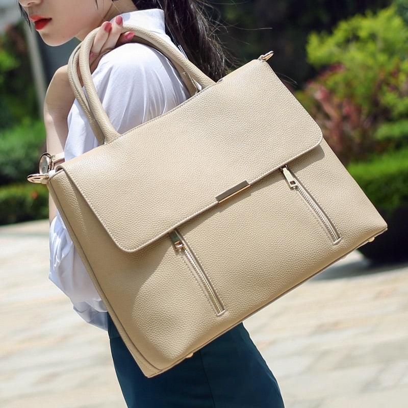 2022 New Women&#39;s Briefcase Female 14 Inch Laptop Portable Handbags Large-capacity Shoulder Bag Business Leather Crossbody Bags