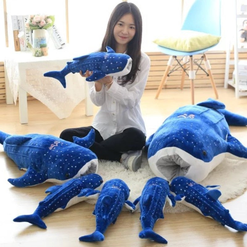 150cm Large Size Soft Shark Plush Toy Big Creative Blue Whale Stuffed Soft Shark Sea Fish Plush Pillow Lovely Children Baby Do