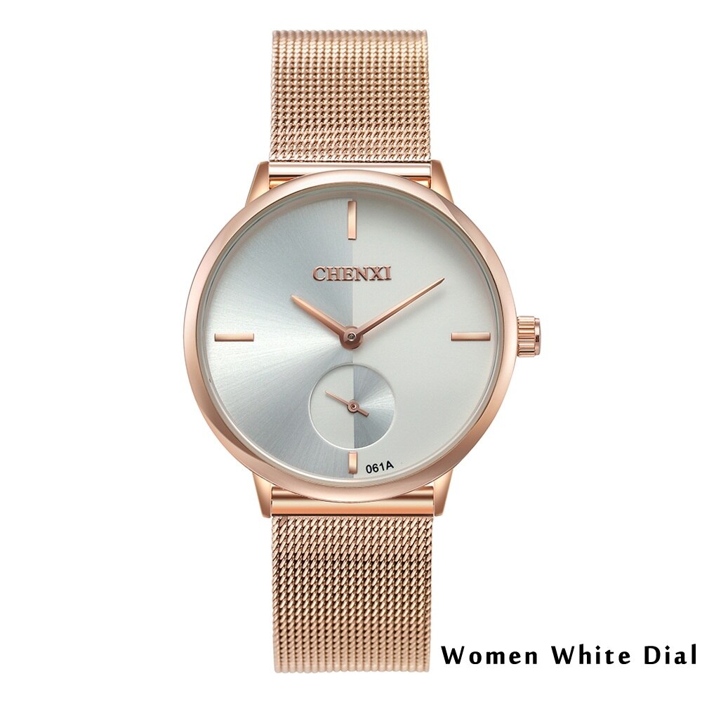 CHENXI Brand New Fashion Couple Wristwatches Waterproof Men Clock Lover Rose Gold Women Dress Watches Ladies Quartz Watch Gift
