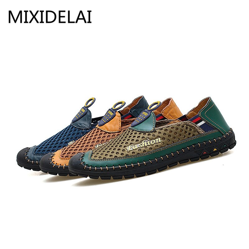 Brand Comfortable Casual Leather Shoes Men Loafers Spring/Summer Mesh Shoes Men Flats Breathable Driving Shoes Men Moccasins