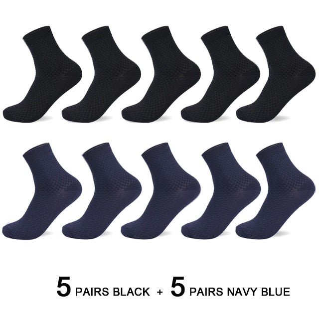 10 Pairs/Lot Men&#39;s Bamboo Fiber Socks 2022 New Compression Autumn Long Black Business Casual Man Dress Sock Gift Plus Size 42-45