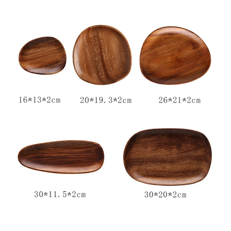 Whole Wood lovesickness Wood Irregular Oval Solid Wood Pan Plate Fruit Dishes Saucer Tea Tray Dessert Dinner Plate Tableware Set