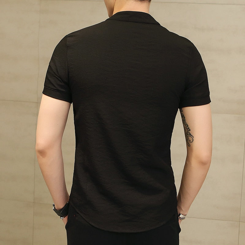 New Summer Best Linen Men Shirt Culture Short Sleeve |Traditional Men Clothing Kongfu Shirt  www.chishtismart.com