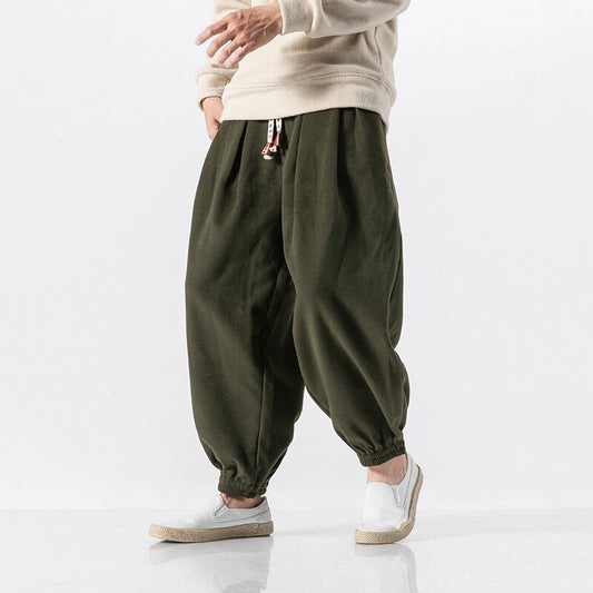 Streetwear Loose Joggers Men Japanese Harajuku Warm Winter Hip Hop Modis Baggy Harem Pants Fashion Bloom Sweatpants Male