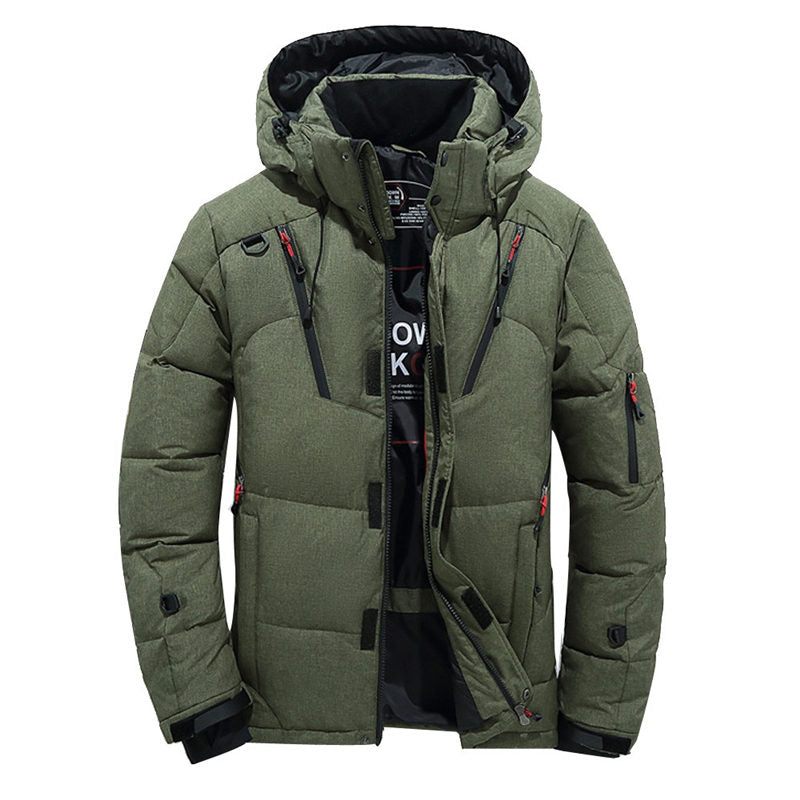 2022 Winter Snow Down Jacket Men Casual Thick Warm Parkas Hooded Coats Multi-pocket White Duck Down Windbreaker Jackets Overcoat