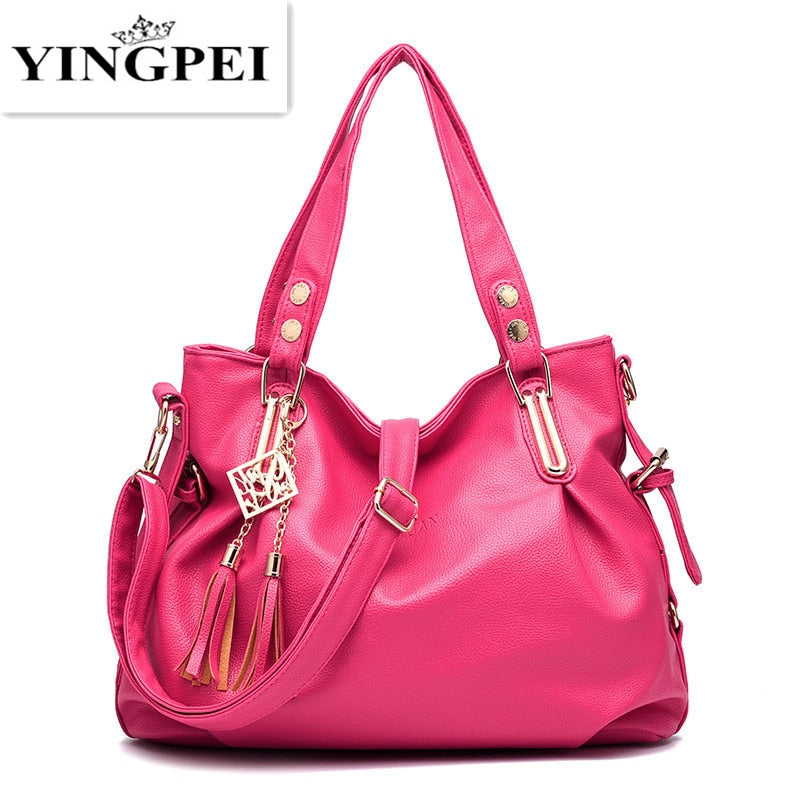 YINGPEI Women Handbag Casual Large Capacity High Quality PU  Hobos Top-Hand Female Totes Bolsas Solid Ruched Solid Shoulder Bags