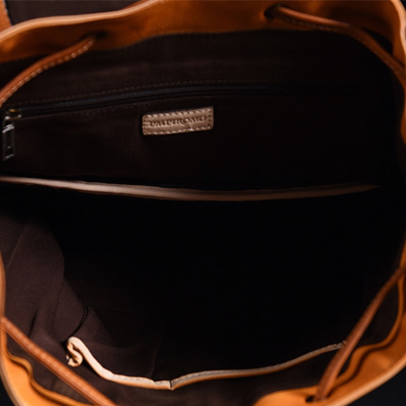 Brand Original Handmade Backpack Italian Imported Calfskin Bag Men&#39;s Large Capacity Vintage Genuine Leather Double Shoulder Bag